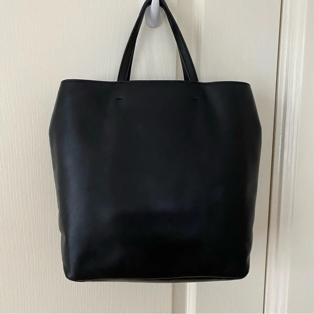 $398 Tory Burch Fleming Black Lambskin Leather Gold Star Studs Satchel Tote Bag - Picture 10 of 14